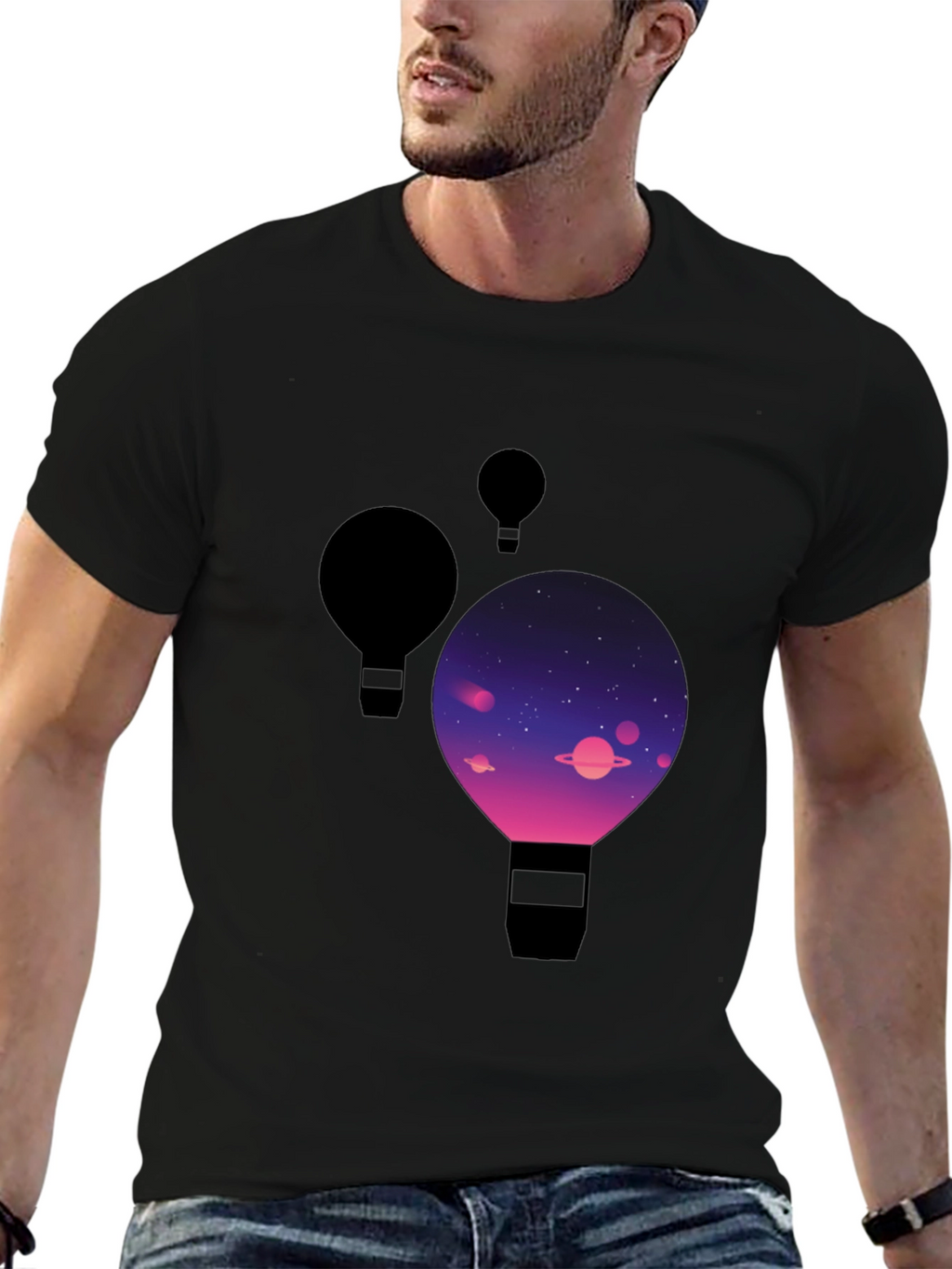 Cosmic Balloon Black T-Shirt