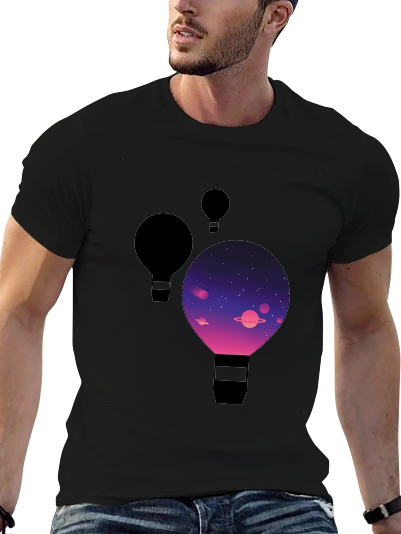 Cosmic Balloon Black T-Shirt
