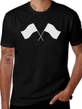 Checkered Flags Graphic Black T-Shirt