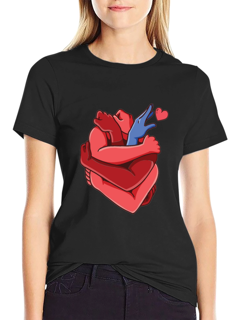 Heart Hug Graphic Tee - Black