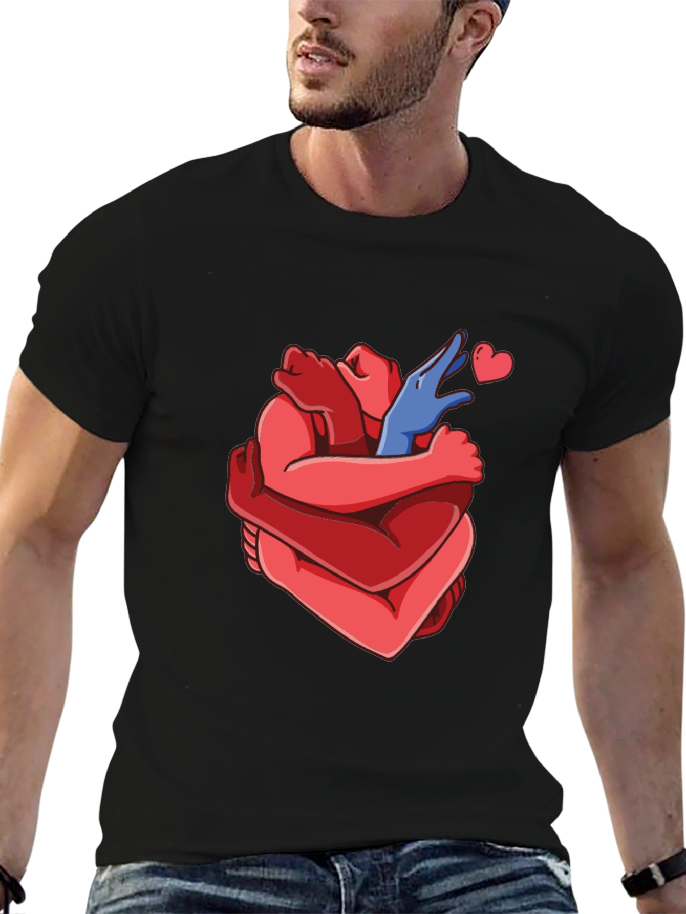 Heart Hug Graphic Tee - Black