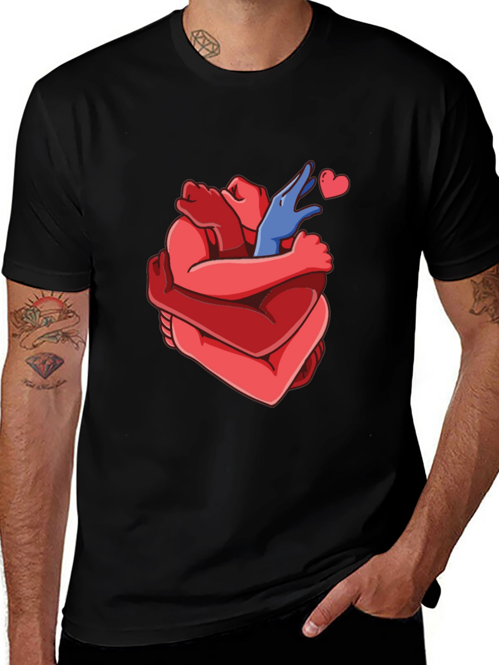 Heart Hug Graphic Tee - Black