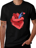 Heart Hug Graphic Tee - Black
