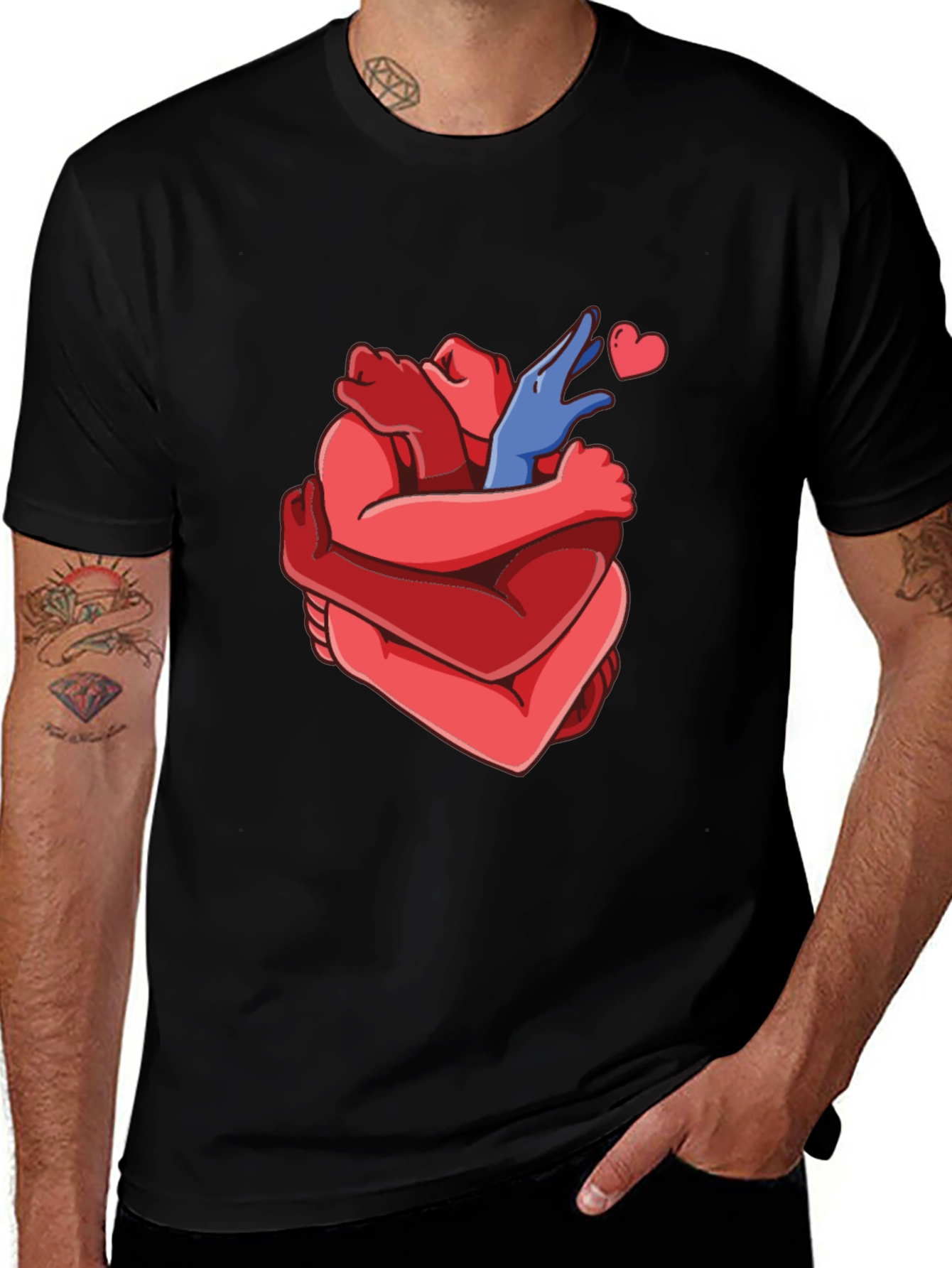 Heart Hug Graphic Tee - Black