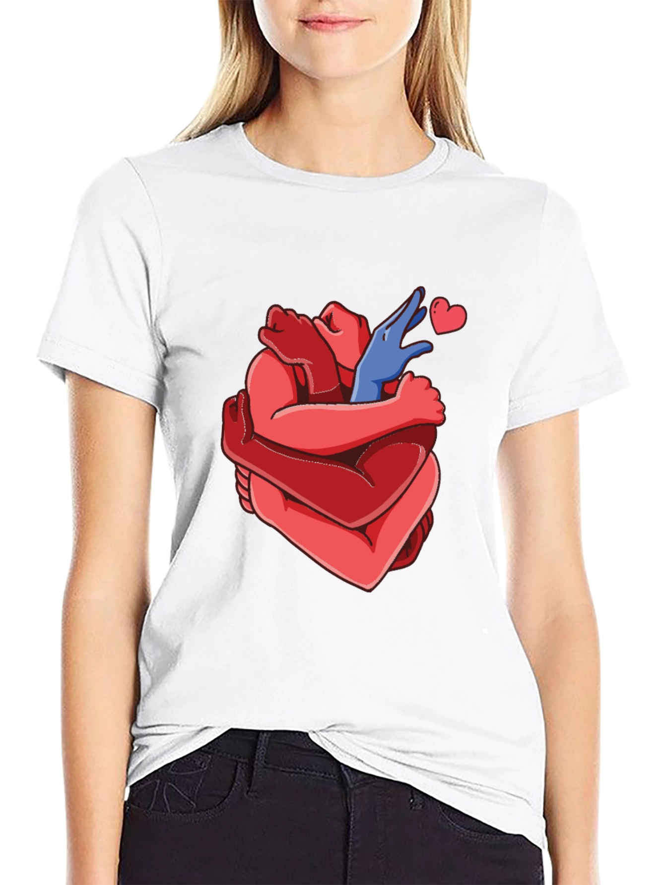 Heart Hug Graphic Tee - Black
