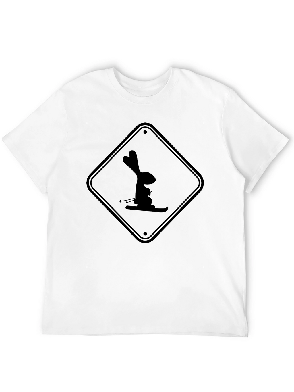 Skiing Rabbit Black T-Shirt