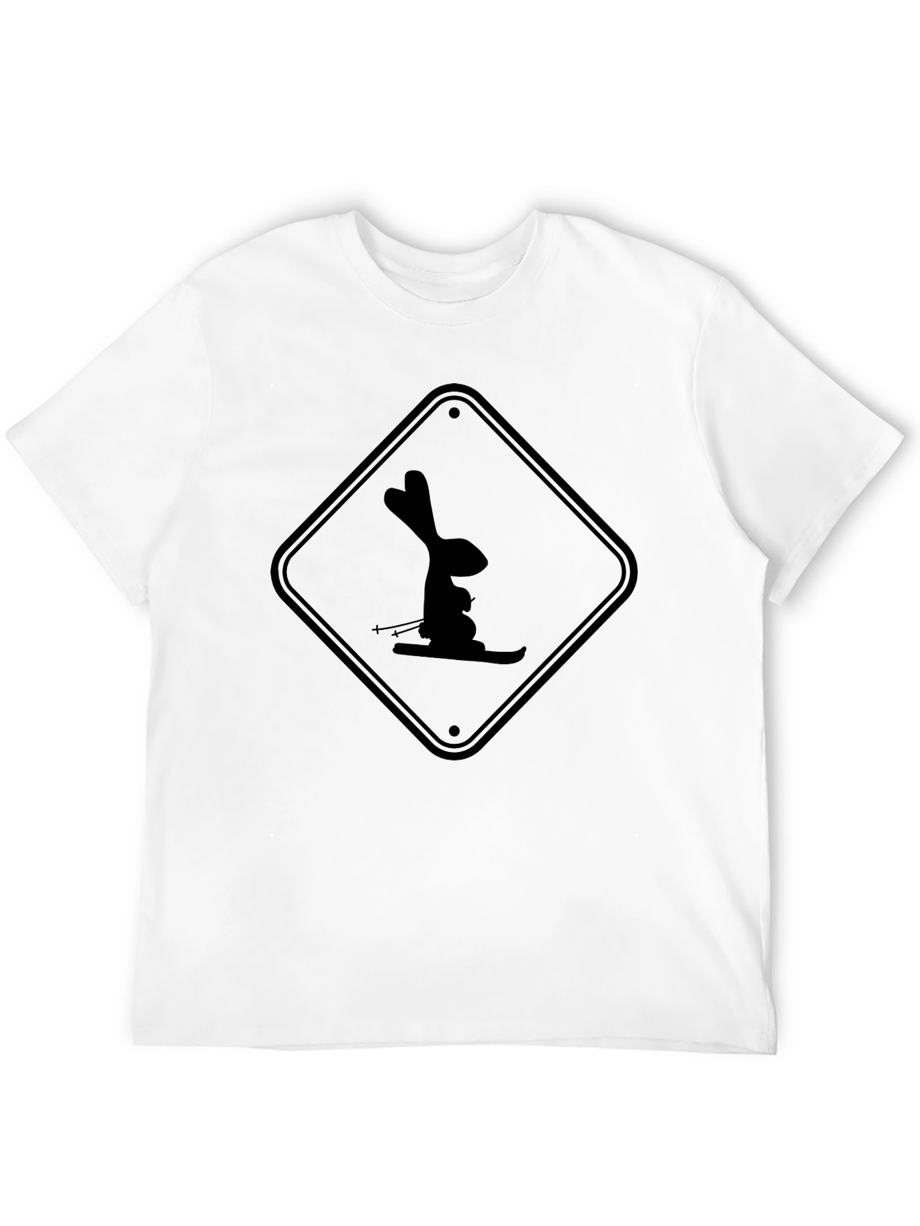 Skiing Rabbit Black T-Shirt