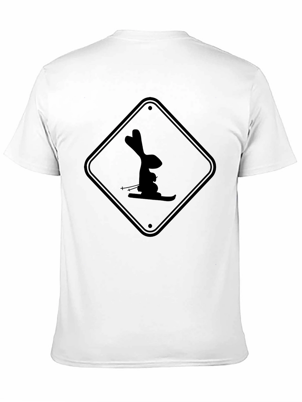 Skiing Rabbit Black T-Shirt