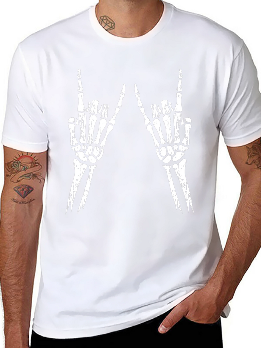 Rock On Skeleton Hand T-Shirt