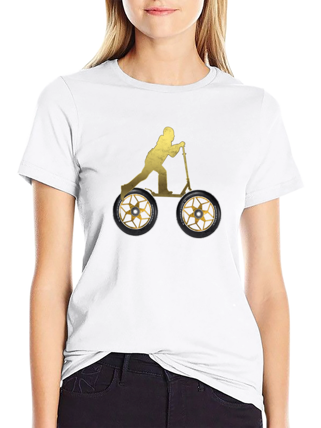 Scooter Rider Graphic Tee - Black Cotton Shirt