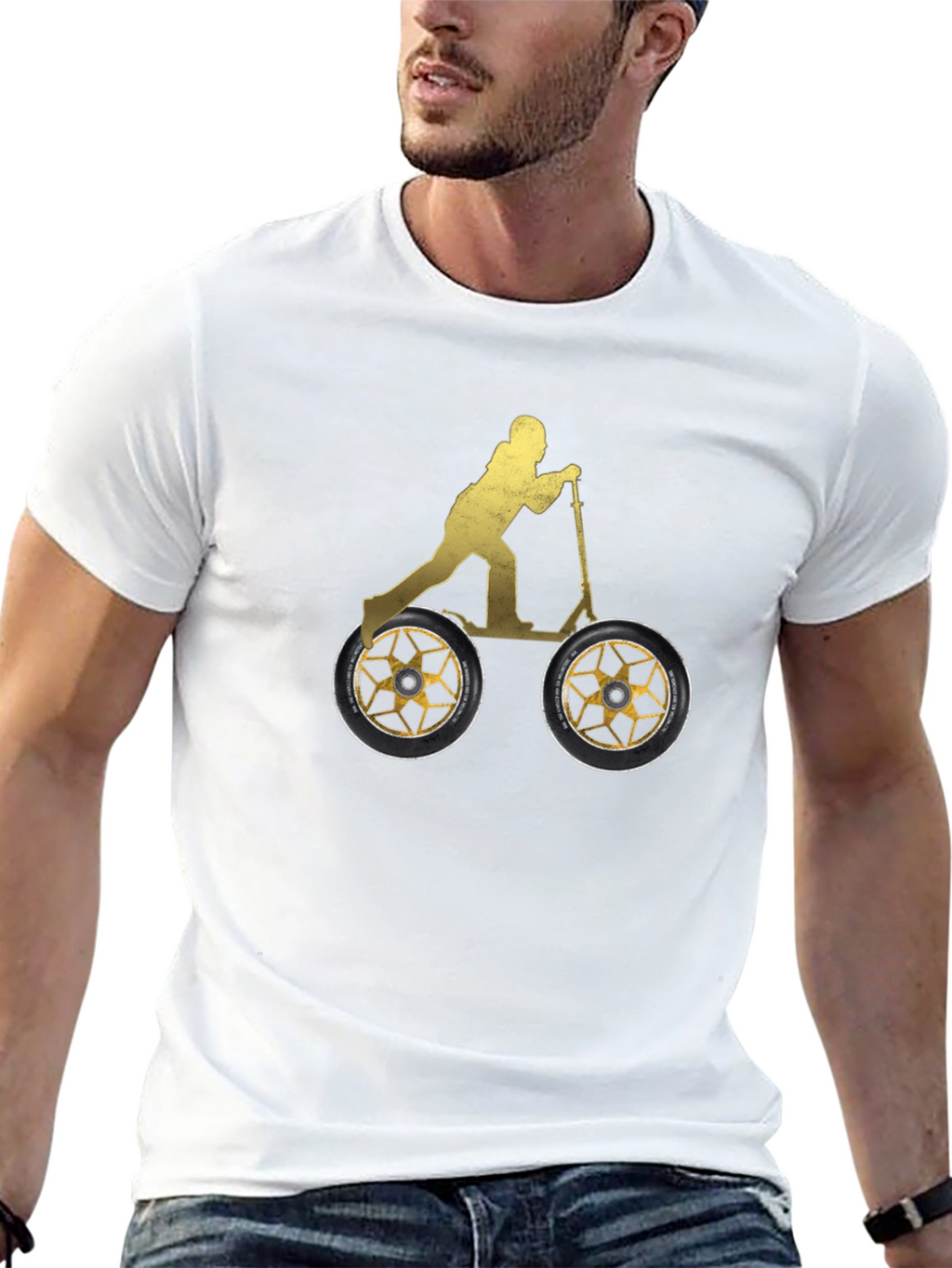 Scooter Rider Graphic Tee - Black Cotton Shirt