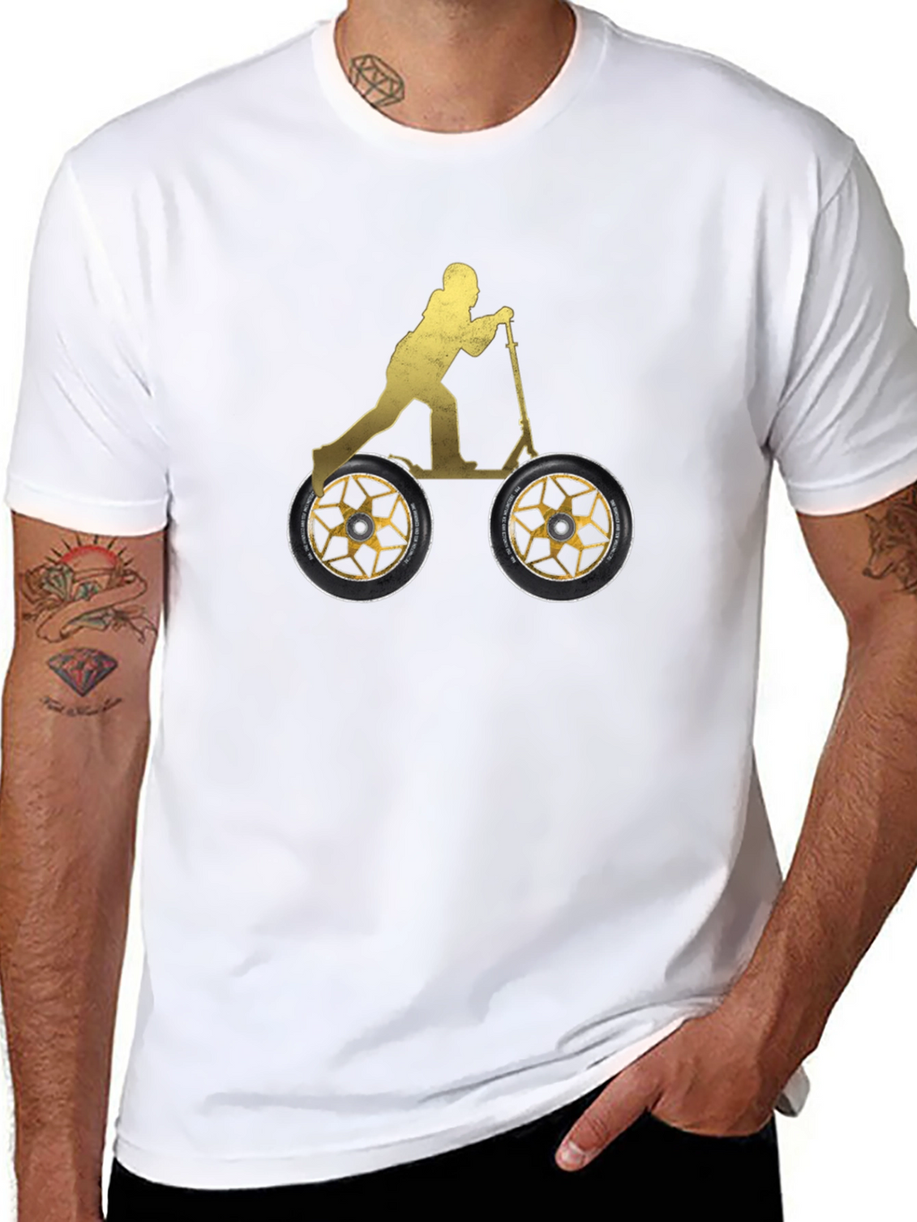 Scooter Rider Graphic Tee - Black Cotton Shirt
