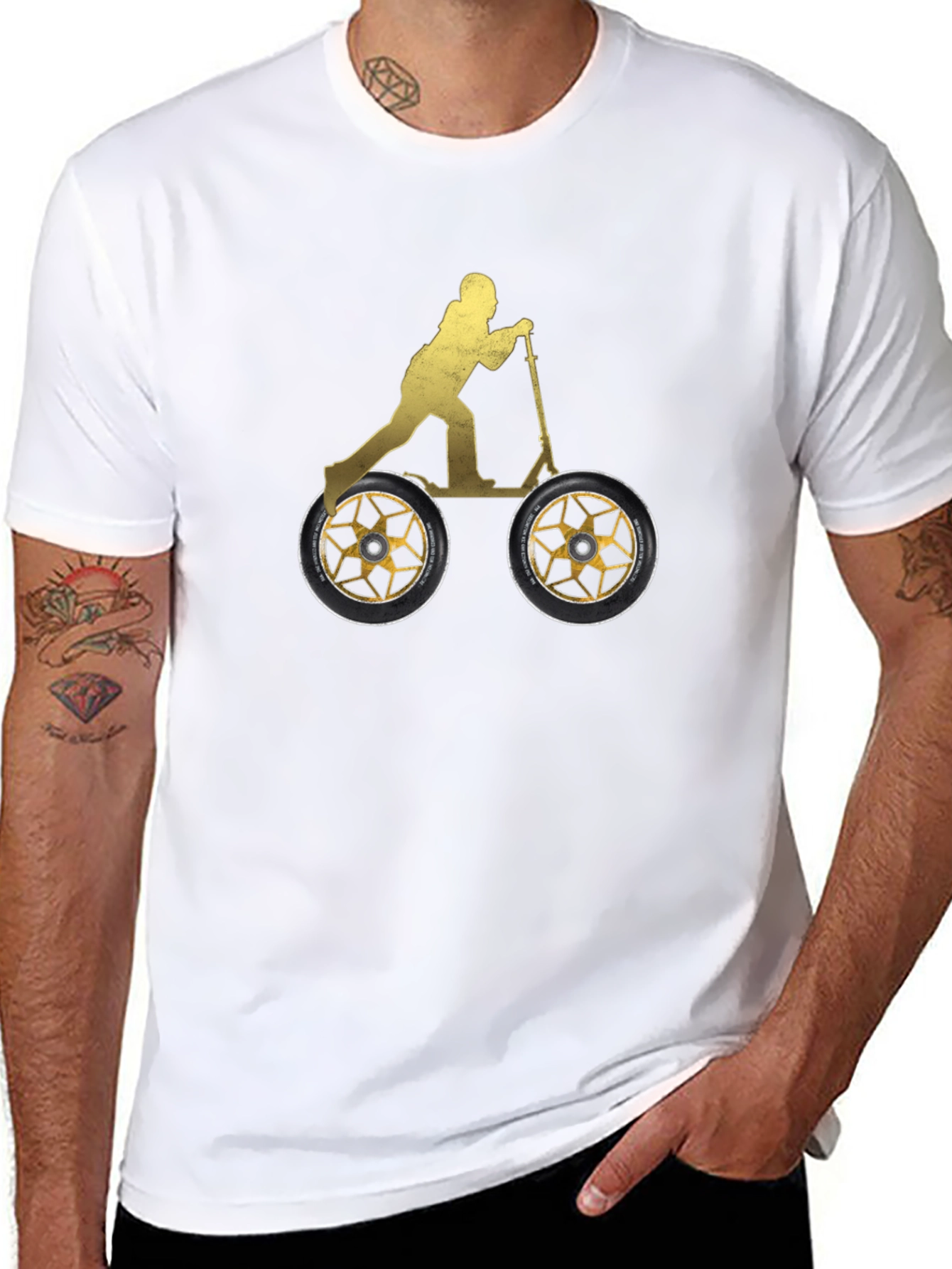 Scooter Rider Graphic Tee - Black Cotton Shirt