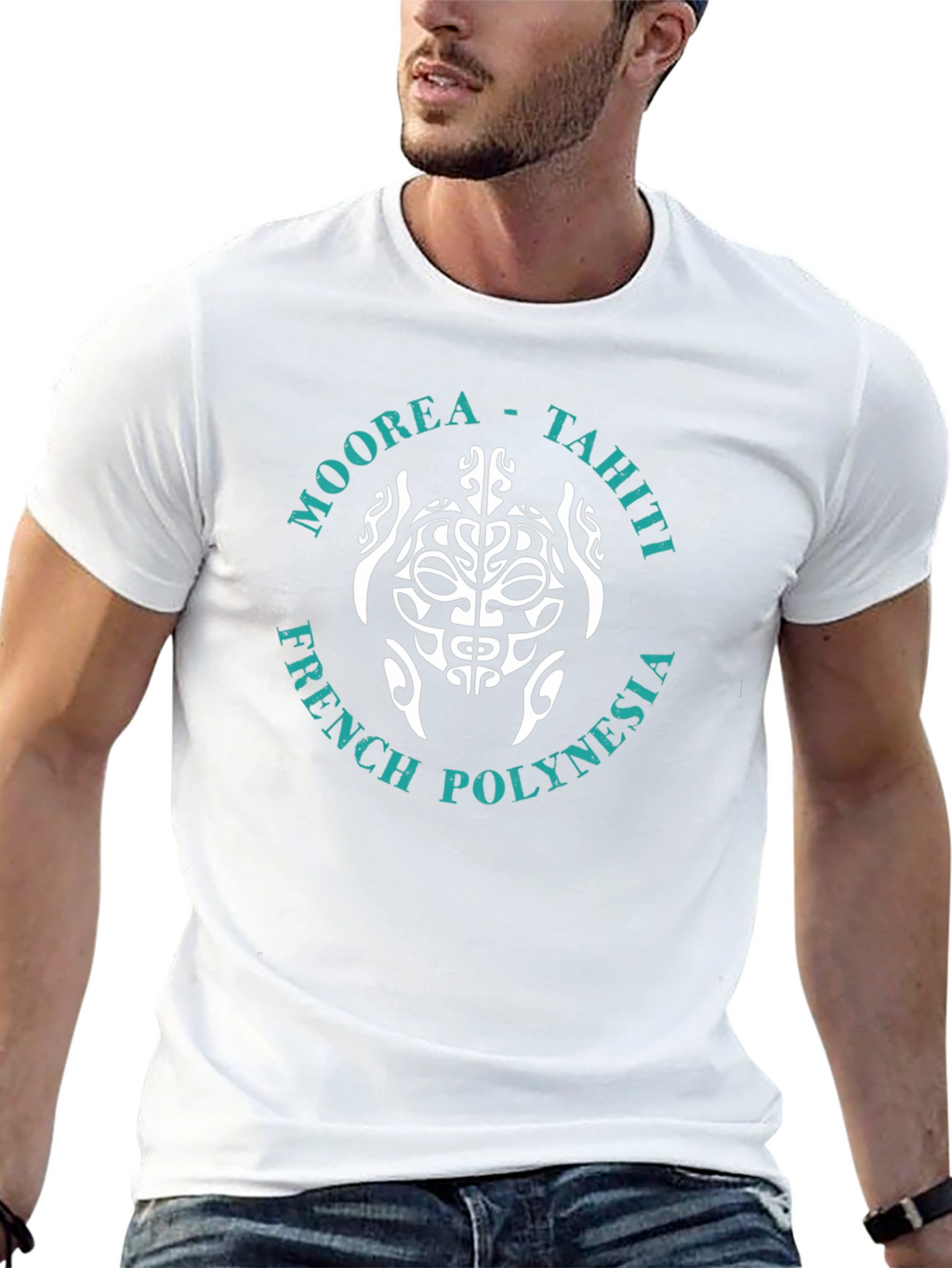 Moorea Tahiti Turtle Graphic T-Shirt - Black