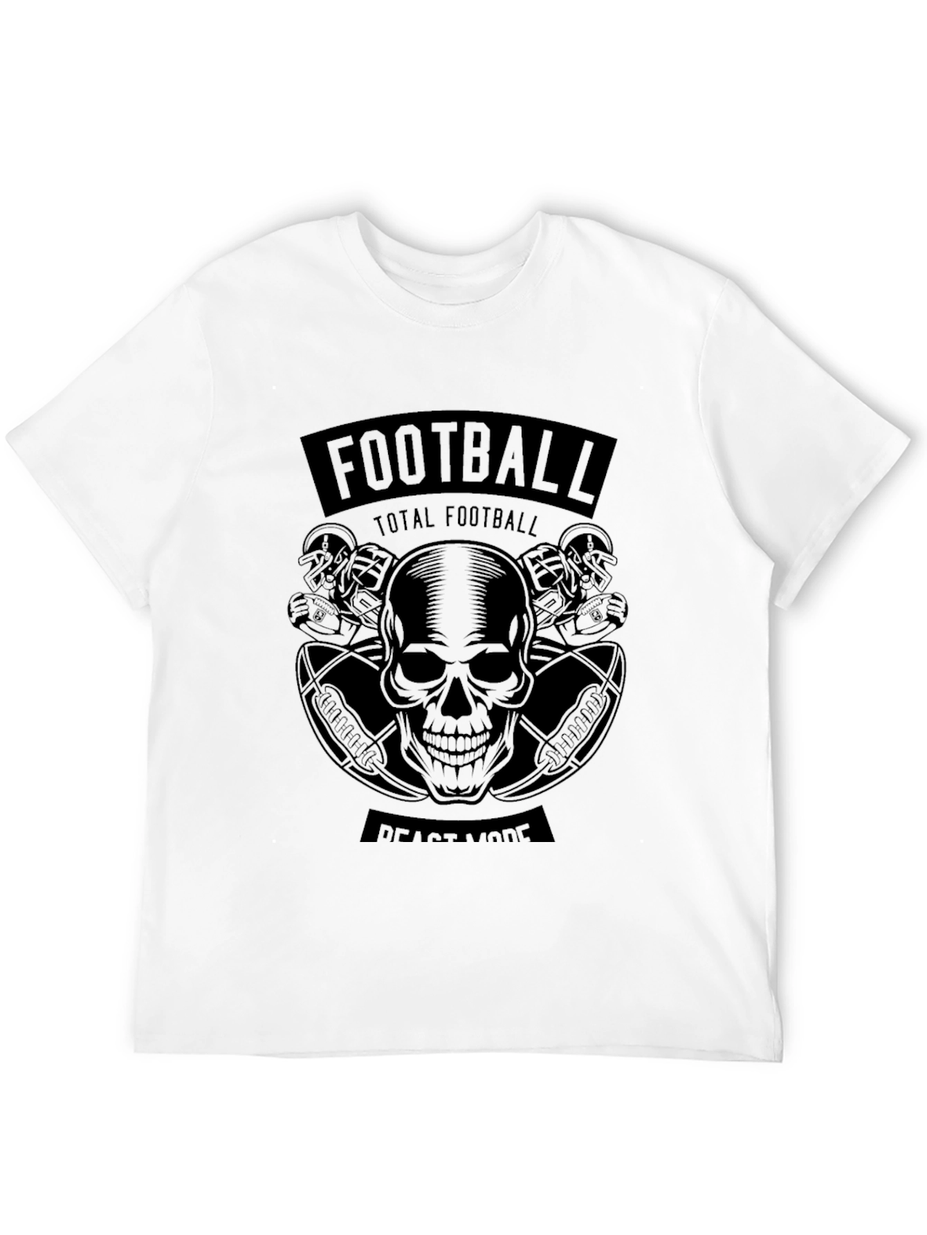 Football Beast Mode Skull Graphic T-Shirt