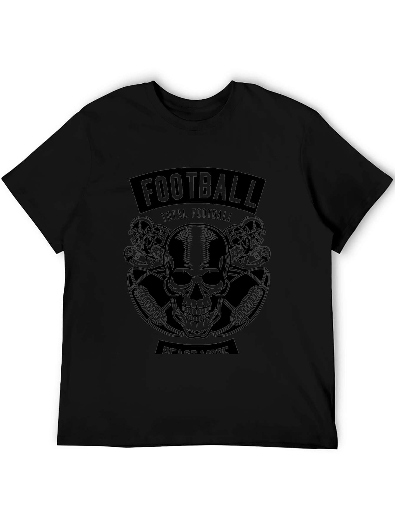 Football Beast Mode Skull Graphic T-Shirt