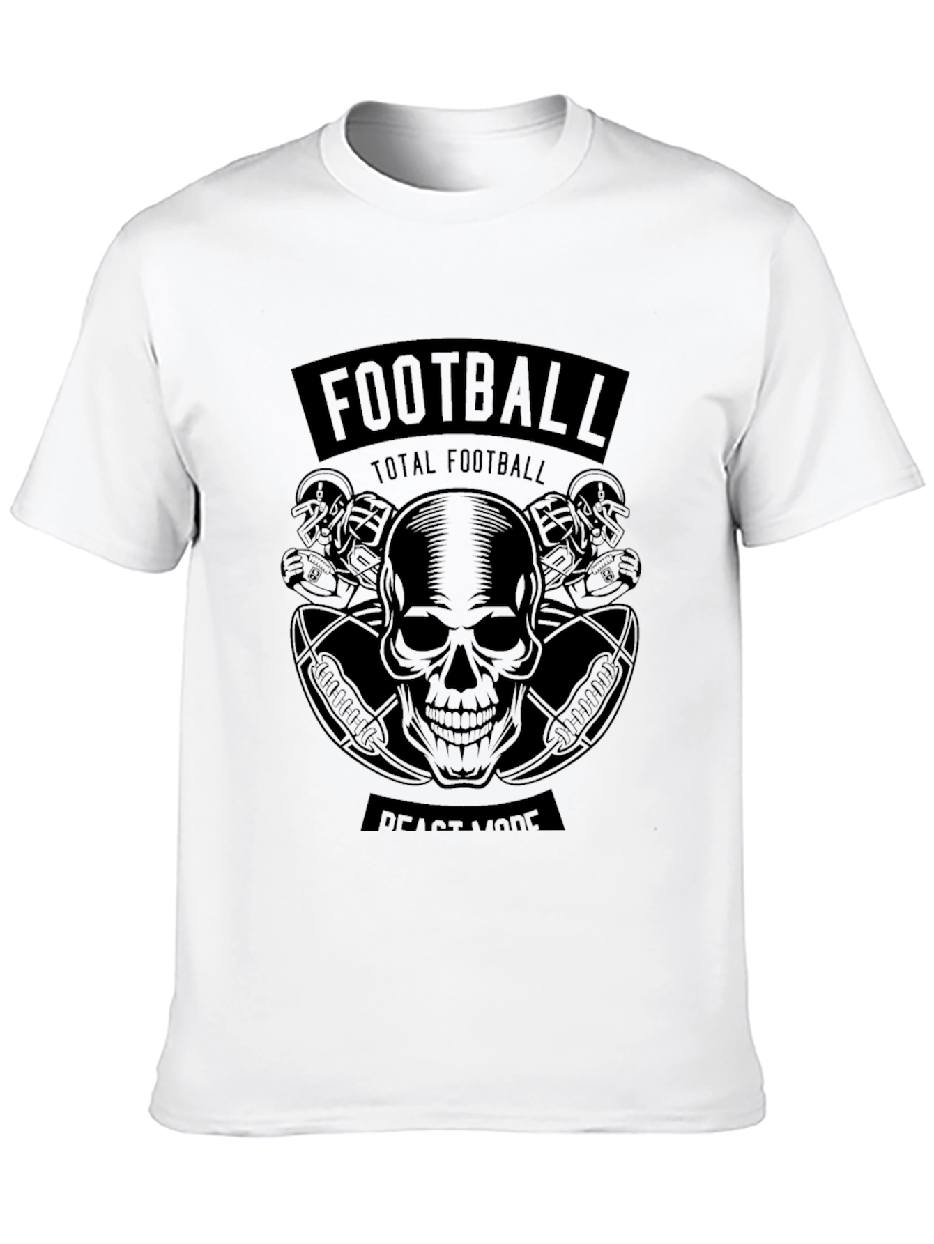 Football Beast Mode Skull Graphic T-Shirt