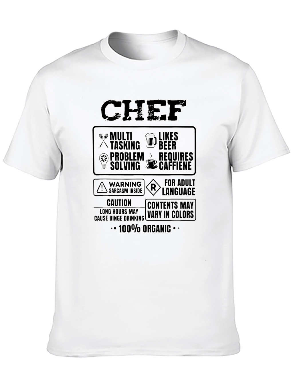 Chef Funny T-Shirt: Multi-Tasking Likes Beer 100% Organic