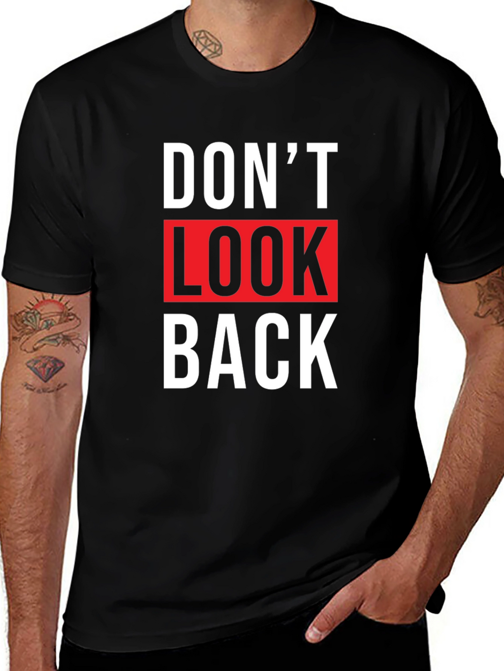 Dont Look Back Graphic Tee - Trendy Slogan T-Shirt