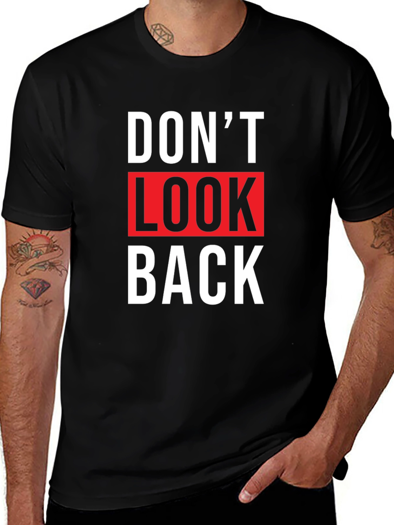 Dont Look Back Graphic Tee - Trendy Slogan T-Shirt