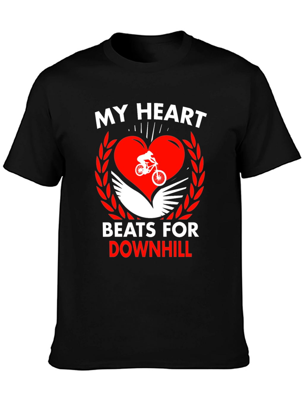 Downhill Biking Heart Graphic T-Shirt