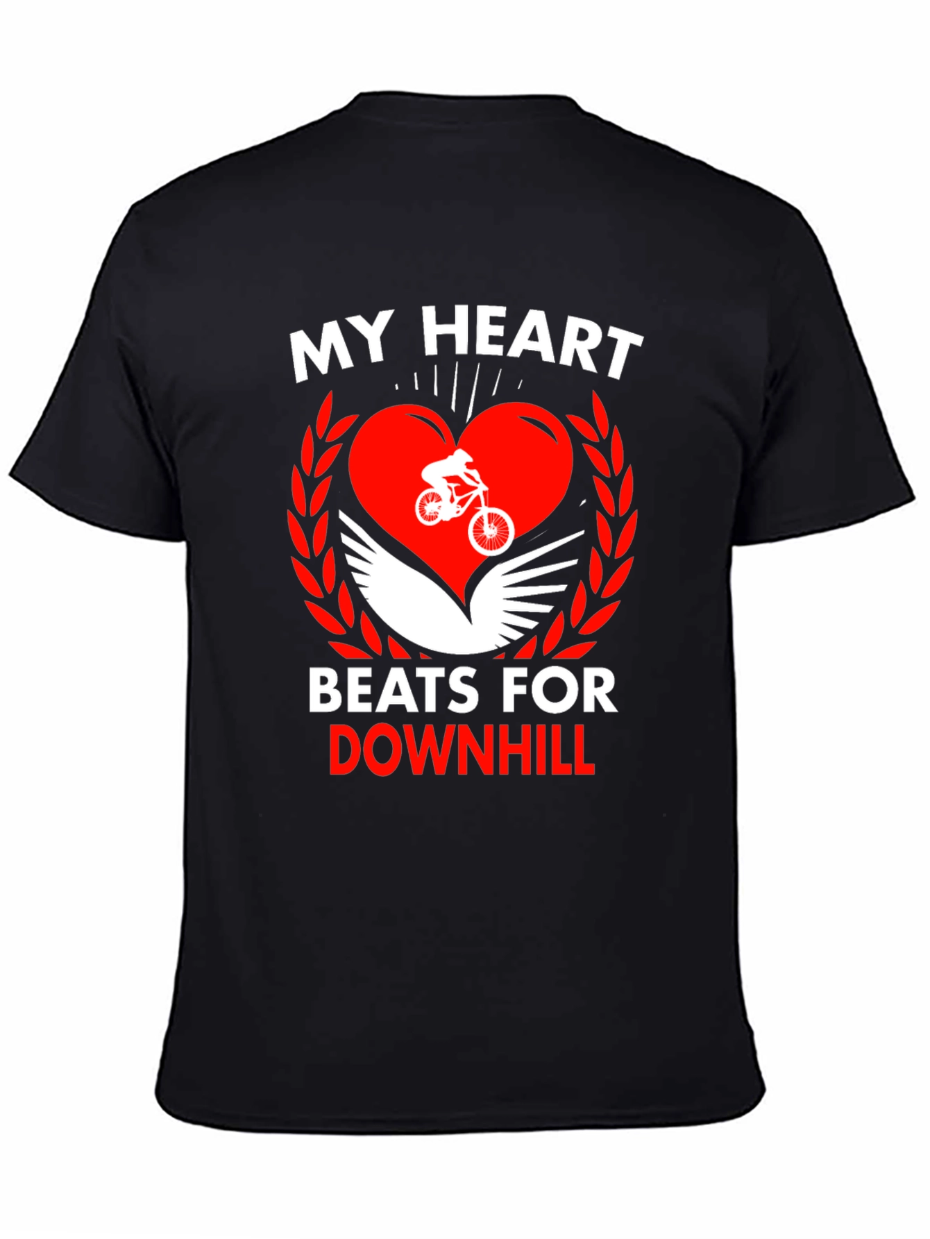 Downhill Biking Heart Graphic T-Shirt