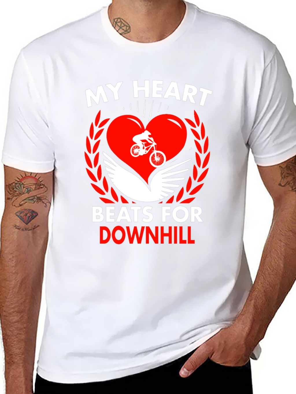 Downhill Biking Heart Graphic T-Shirt