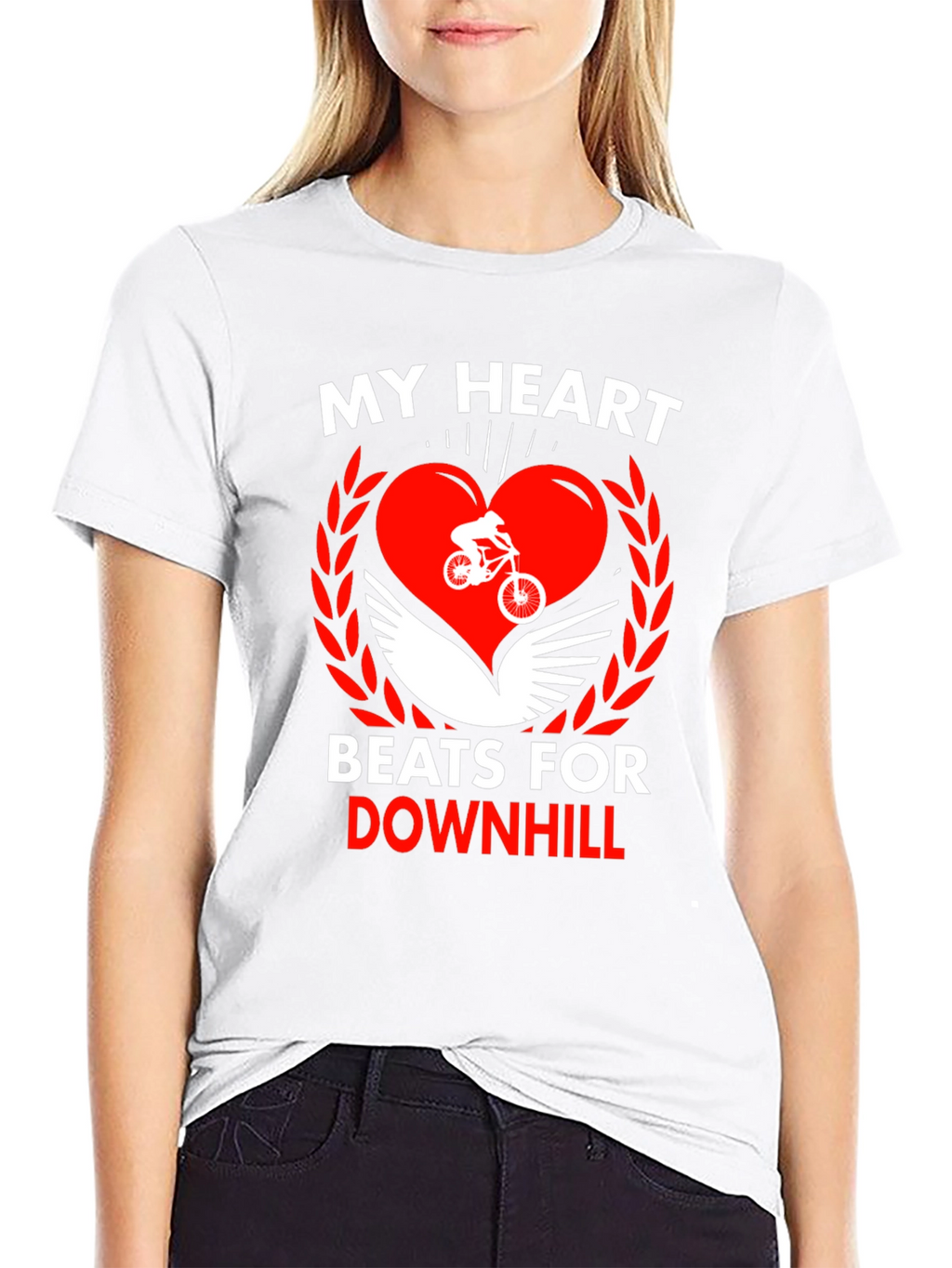 Downhill Biking Heart Graphic T-Shirt