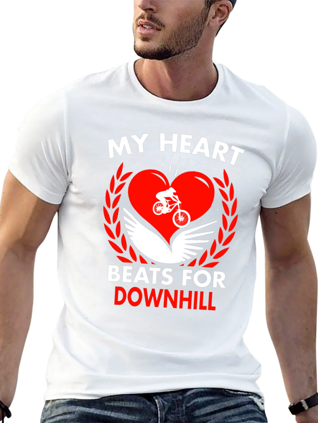 Downhill Biking Heart Graphic T-Shirt