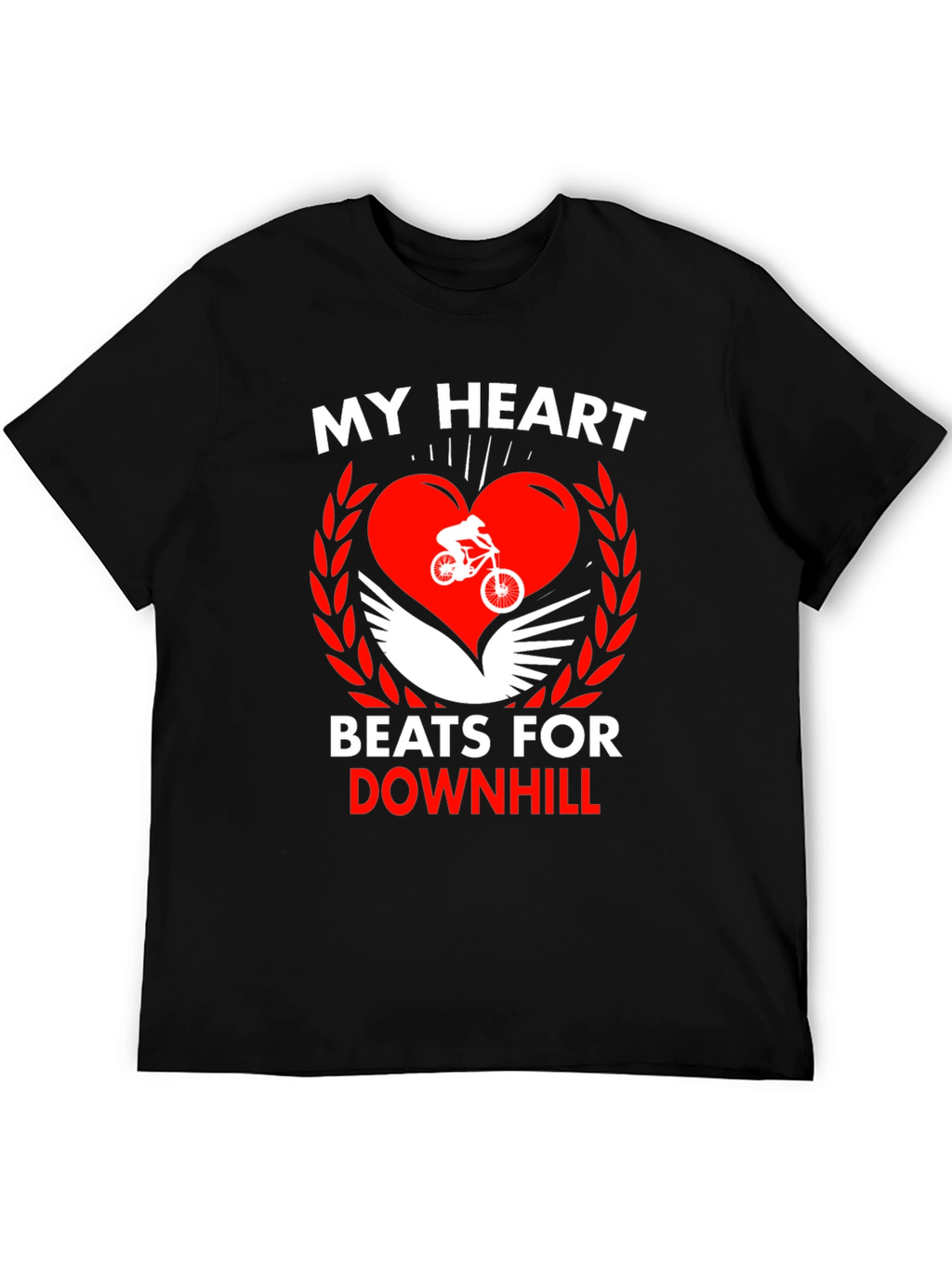 Downhill Biking Heart Graphic T-Shirt