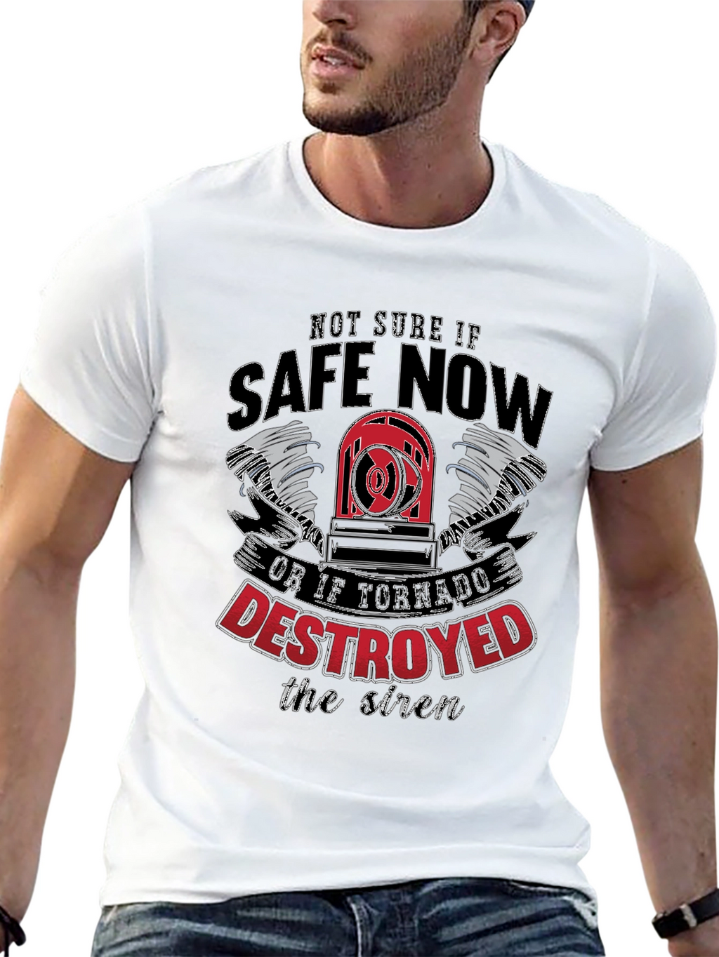 Safe Now Tornado Siren Graphic T-Shirt