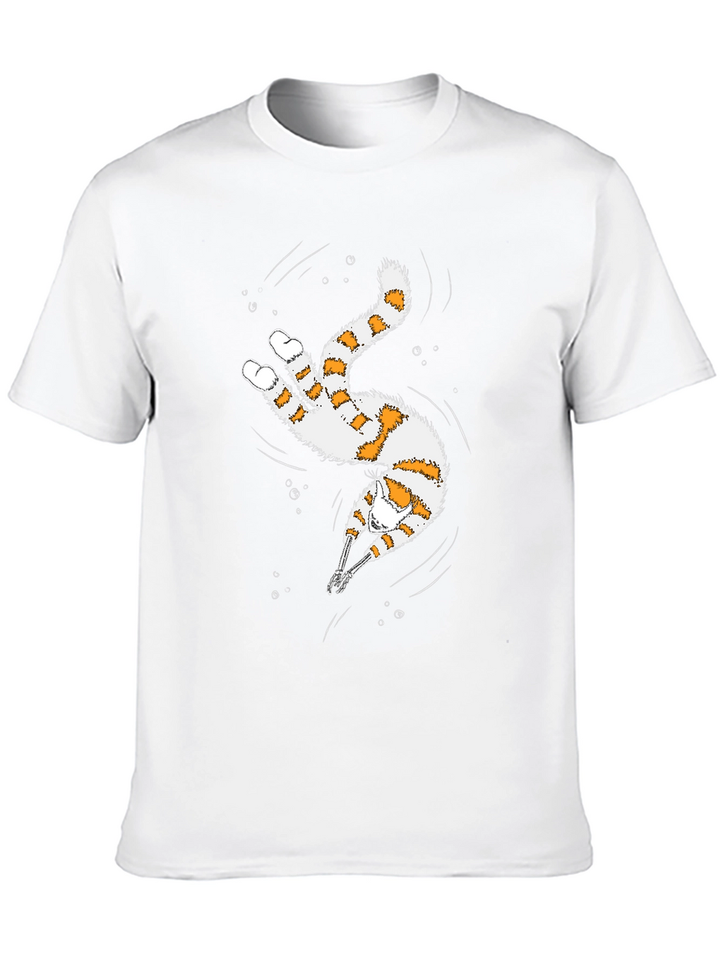 Whimsical Diving Cat Graphic Tee - Black