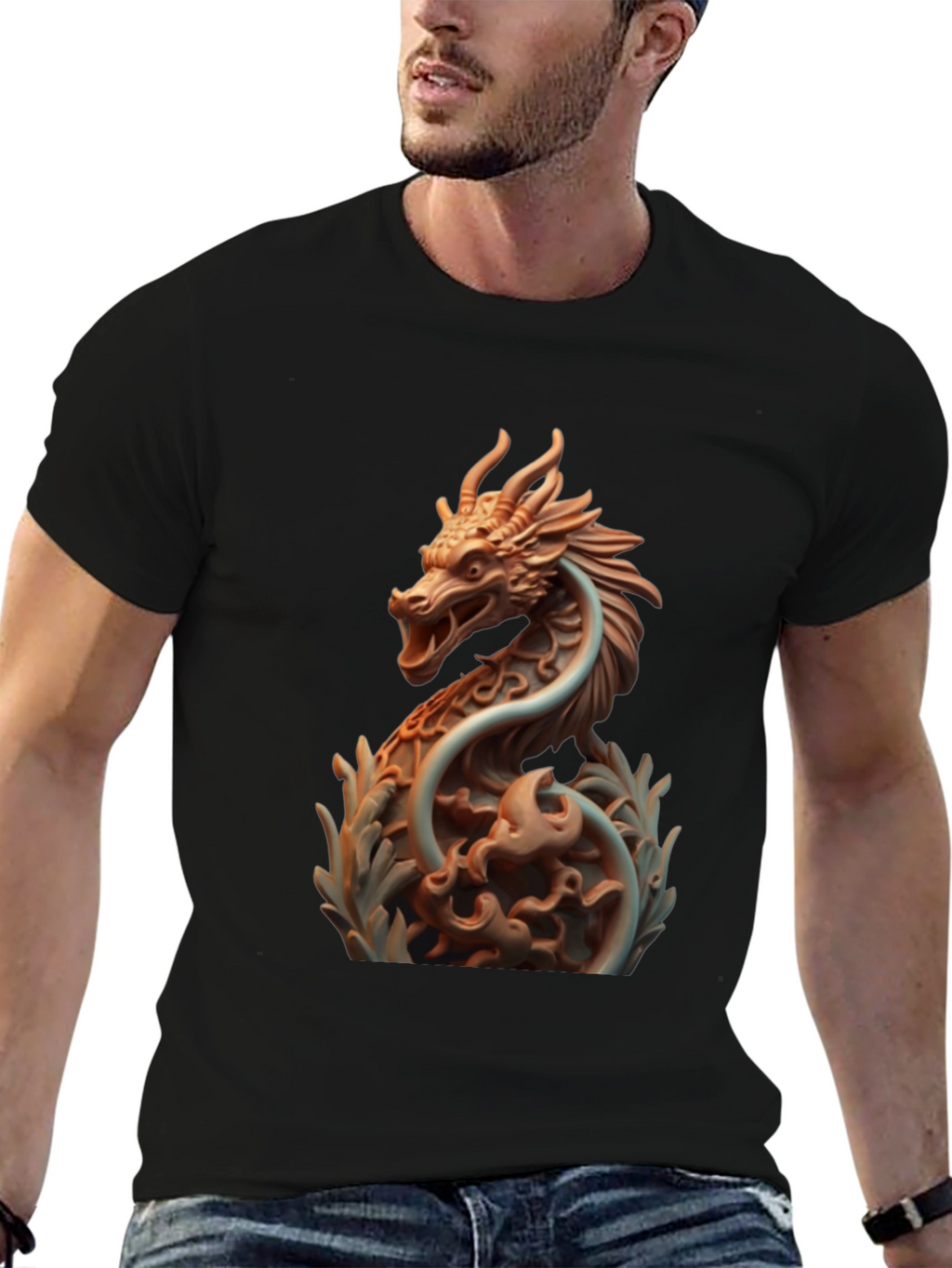Dragon Print Black T-Shirt