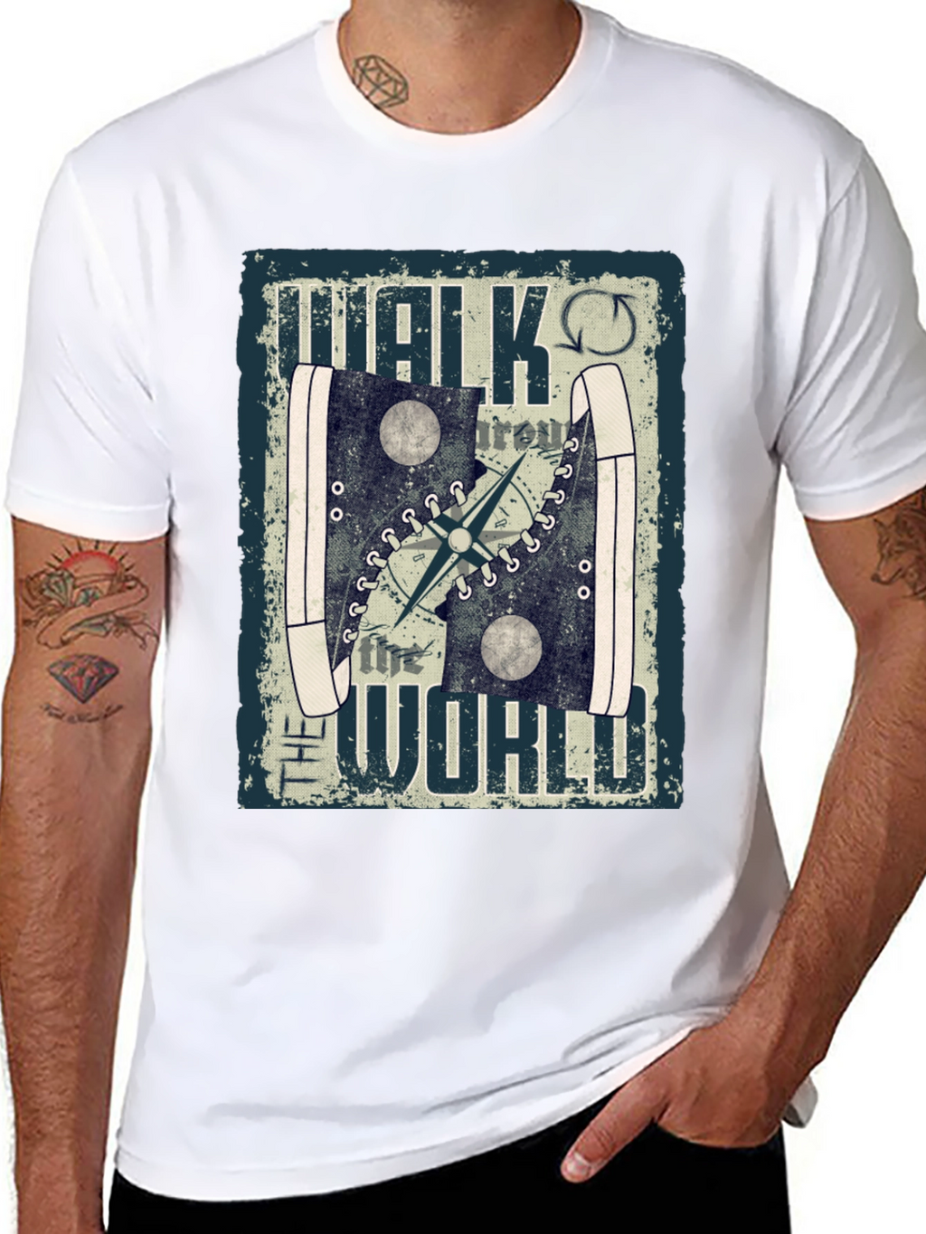 Walk the World T-Shirt Travel Compass Design