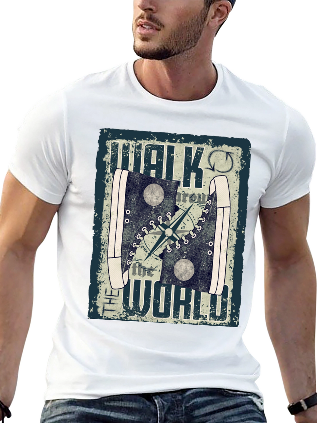 Walk the World T-Shirt Travel Compass Design