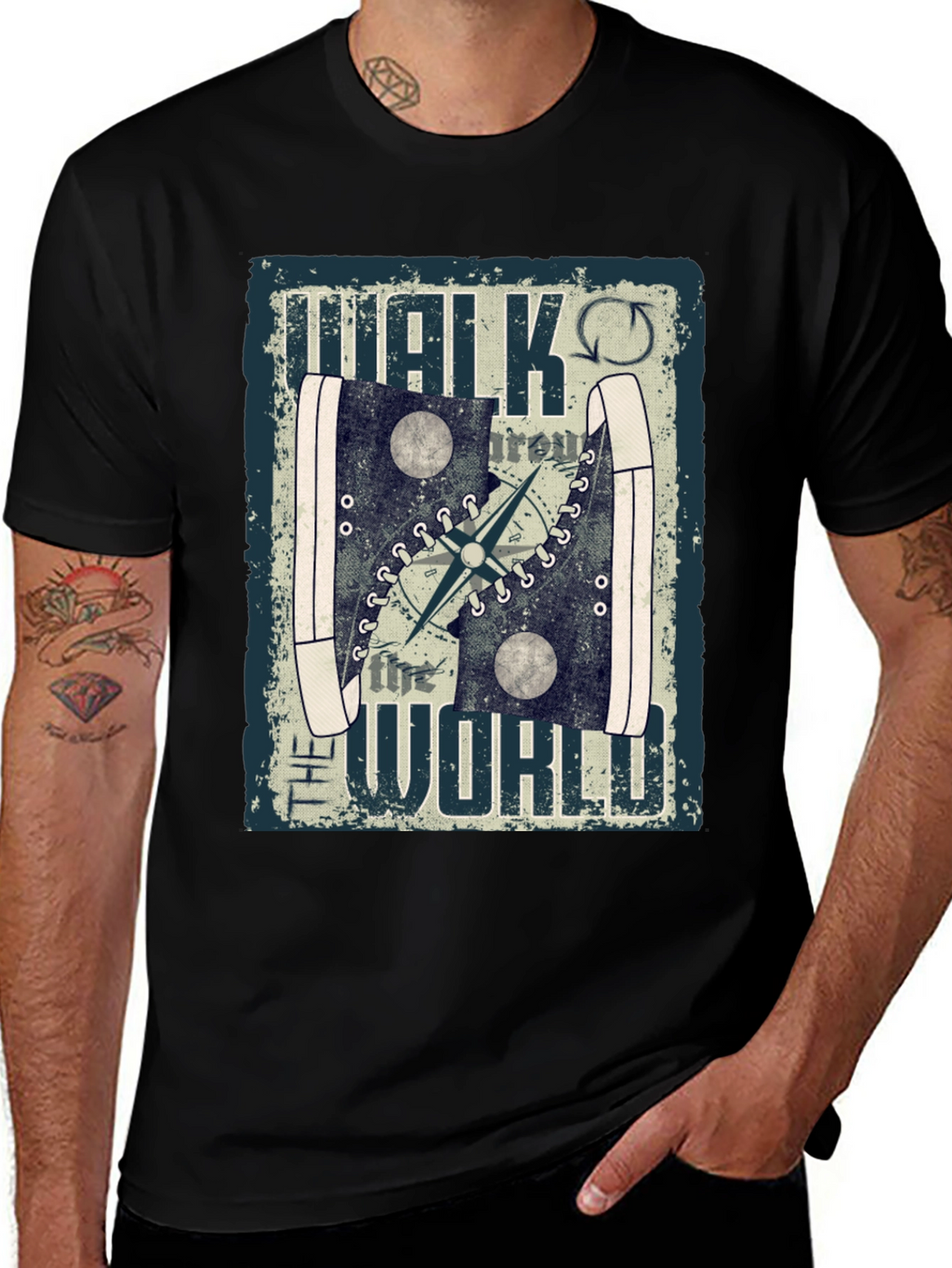 Walk the World T-Shirt Travel Compass Design