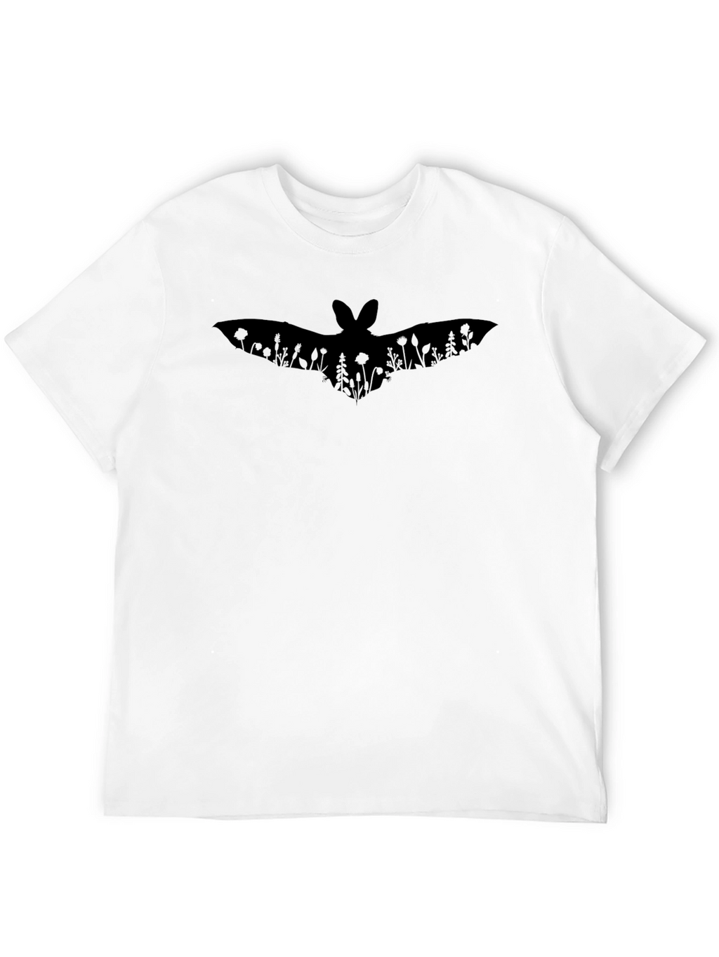 Floral Bat Graphic Tee - Stylish Black T-Shirt