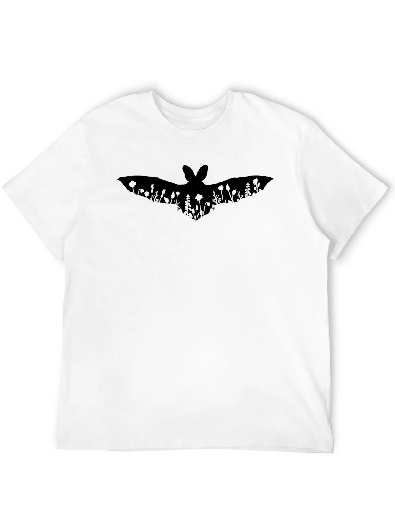 Floral Bat Graphic Tee - Stylish Black T-Shirt
