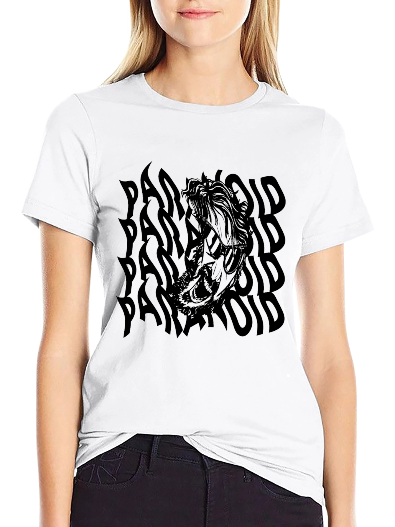Paranoid Graphic Print Black T-Shirt