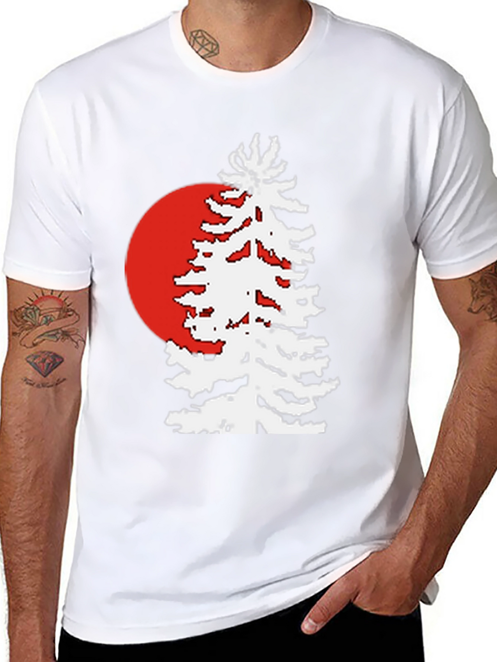 Retro Sunset Pine Tree Graphic Tee