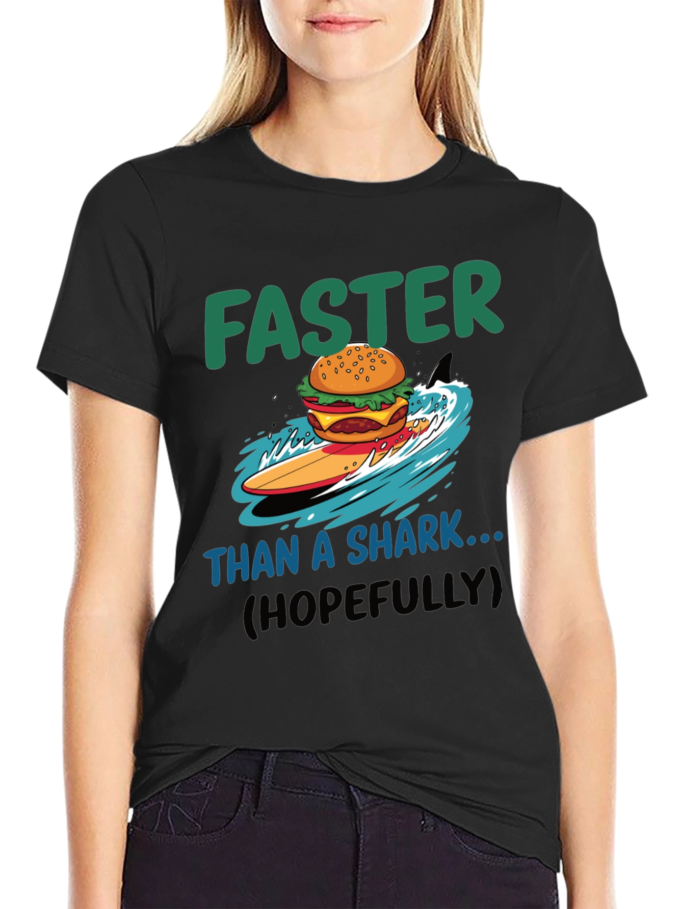 Faster Than a Shark Burger Surf T-Shirt