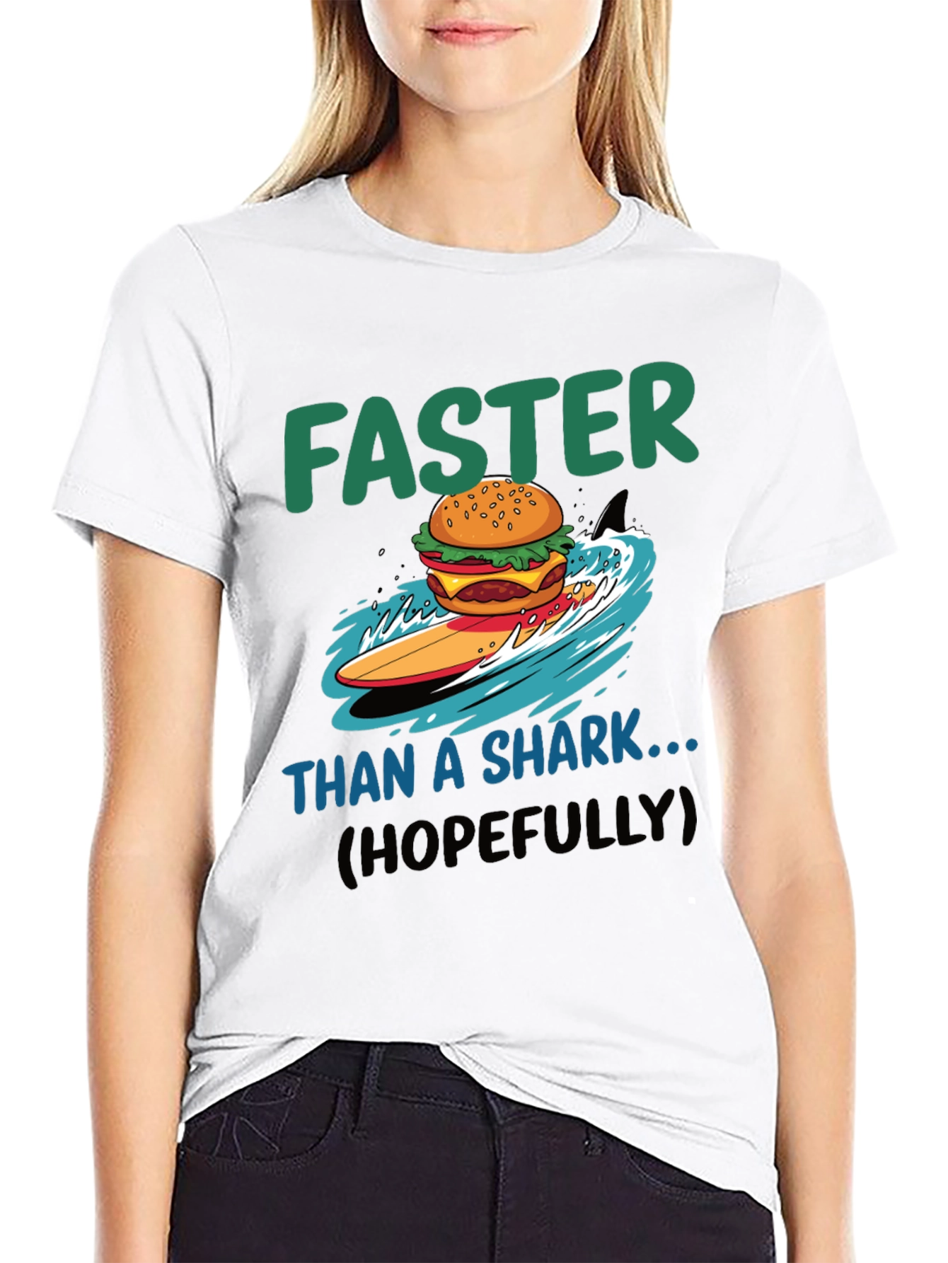 Faster Than a Shark Burger Surf T-Shirt