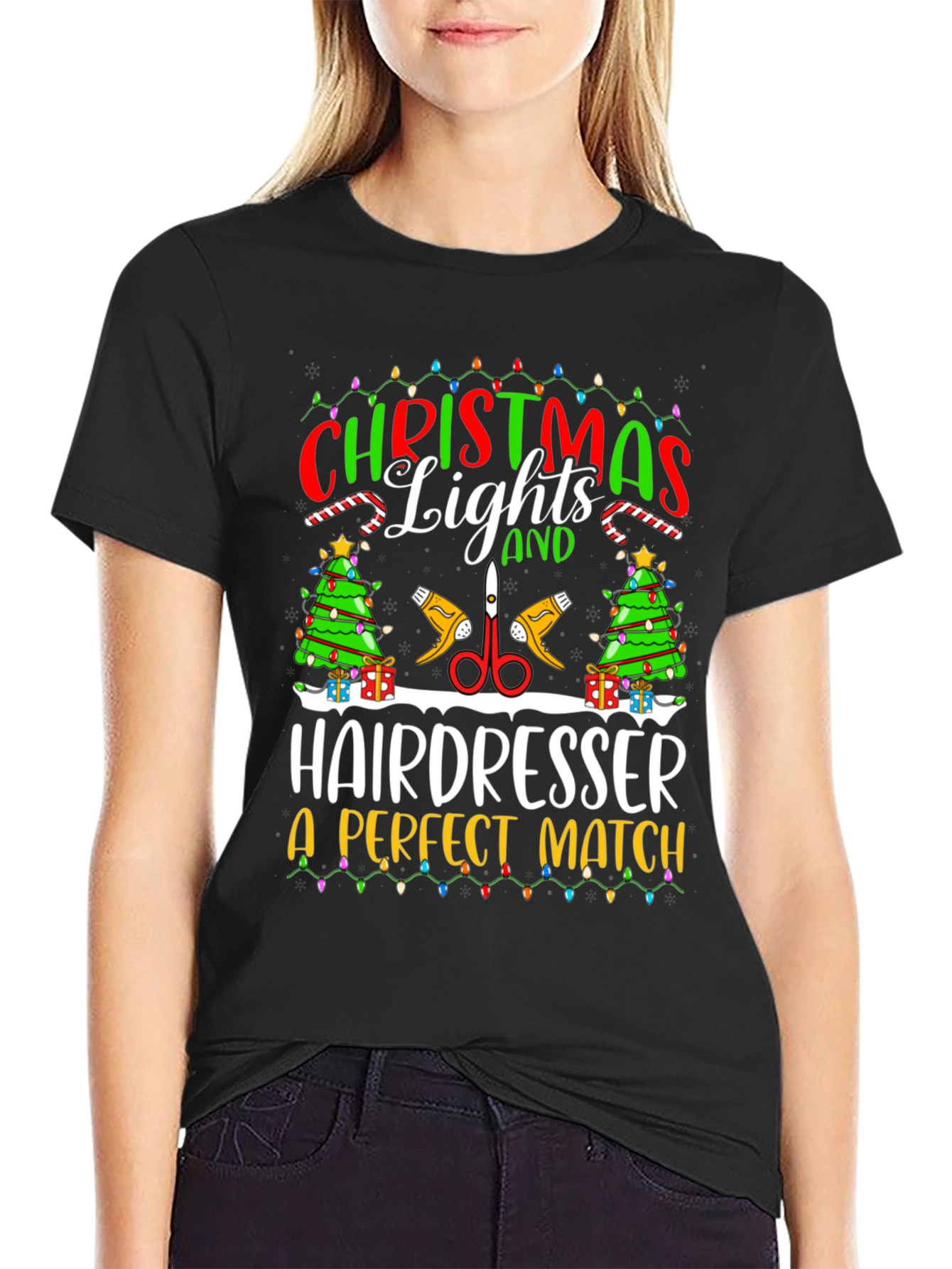 Christmas Hairdresser T-Shirt - Perfect Match Holiday Tee