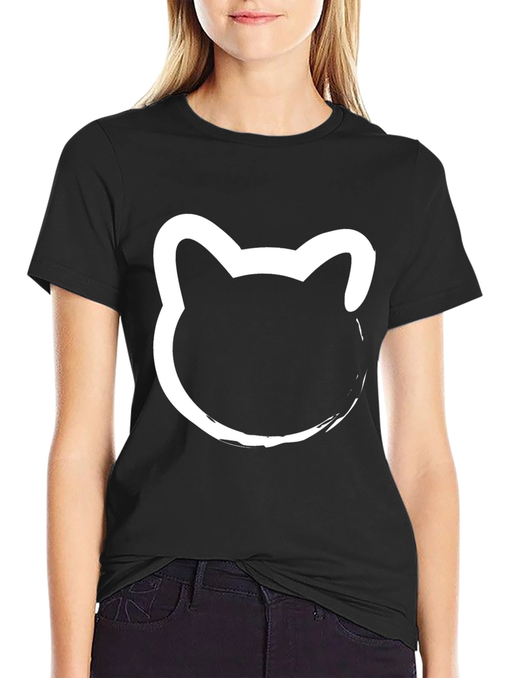 Black T-Shirt with Cat Silhouette