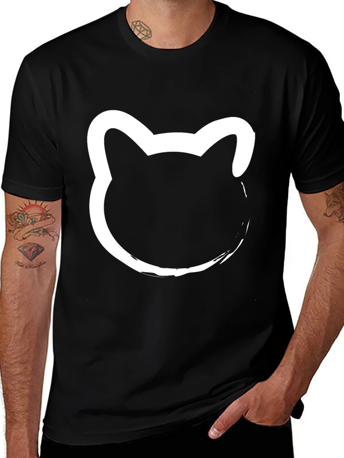 Black T-Shirt with Cat Silhouette