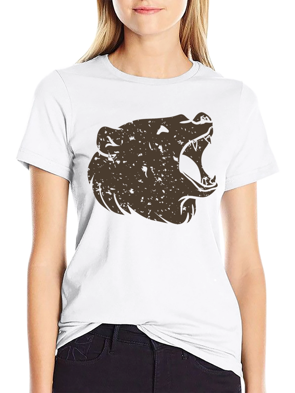 Roaring Bear Graphic Tee - Black Cotton Comfort