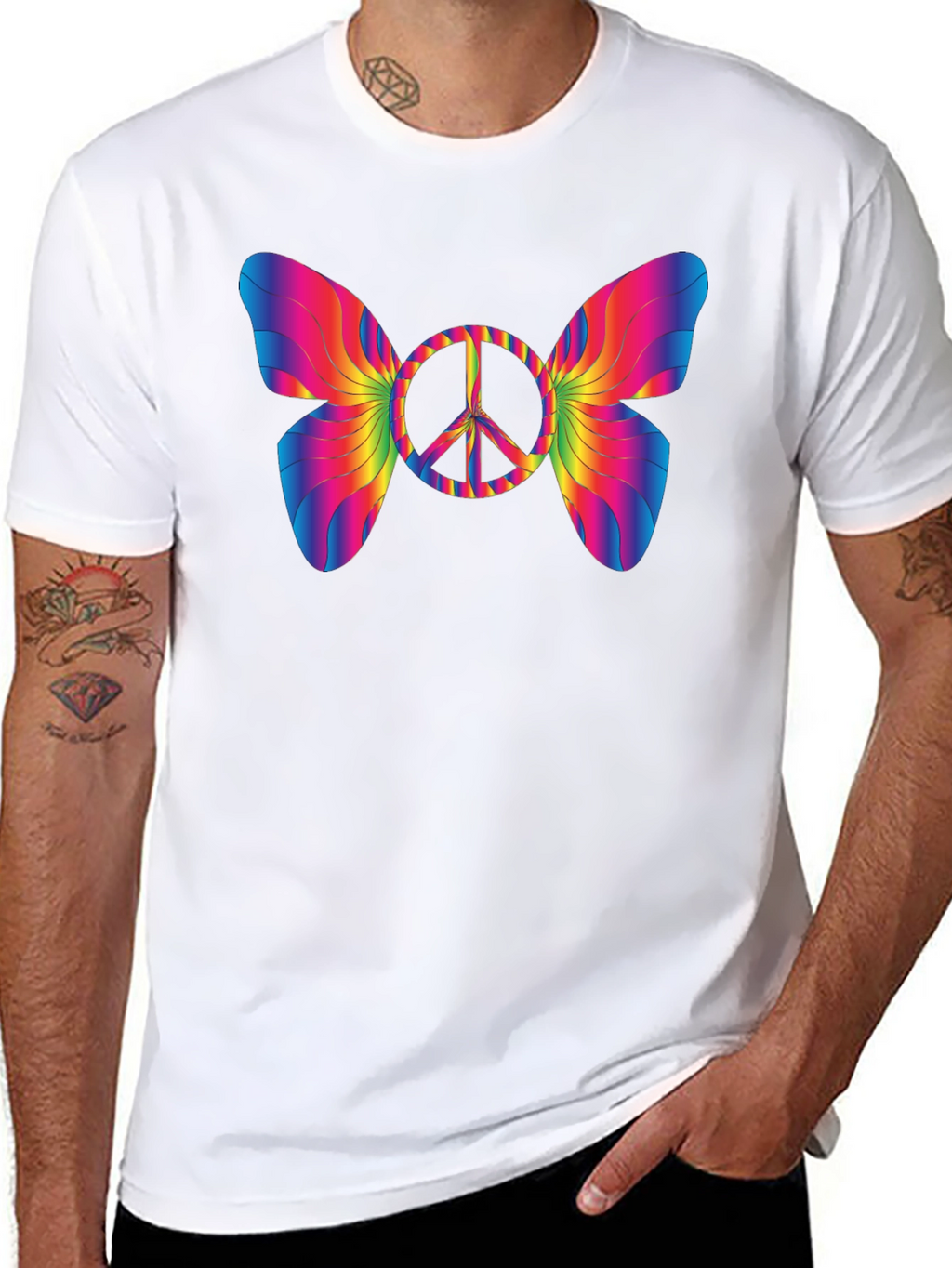 Peace Sign Butterfly Graphic T-Shirt