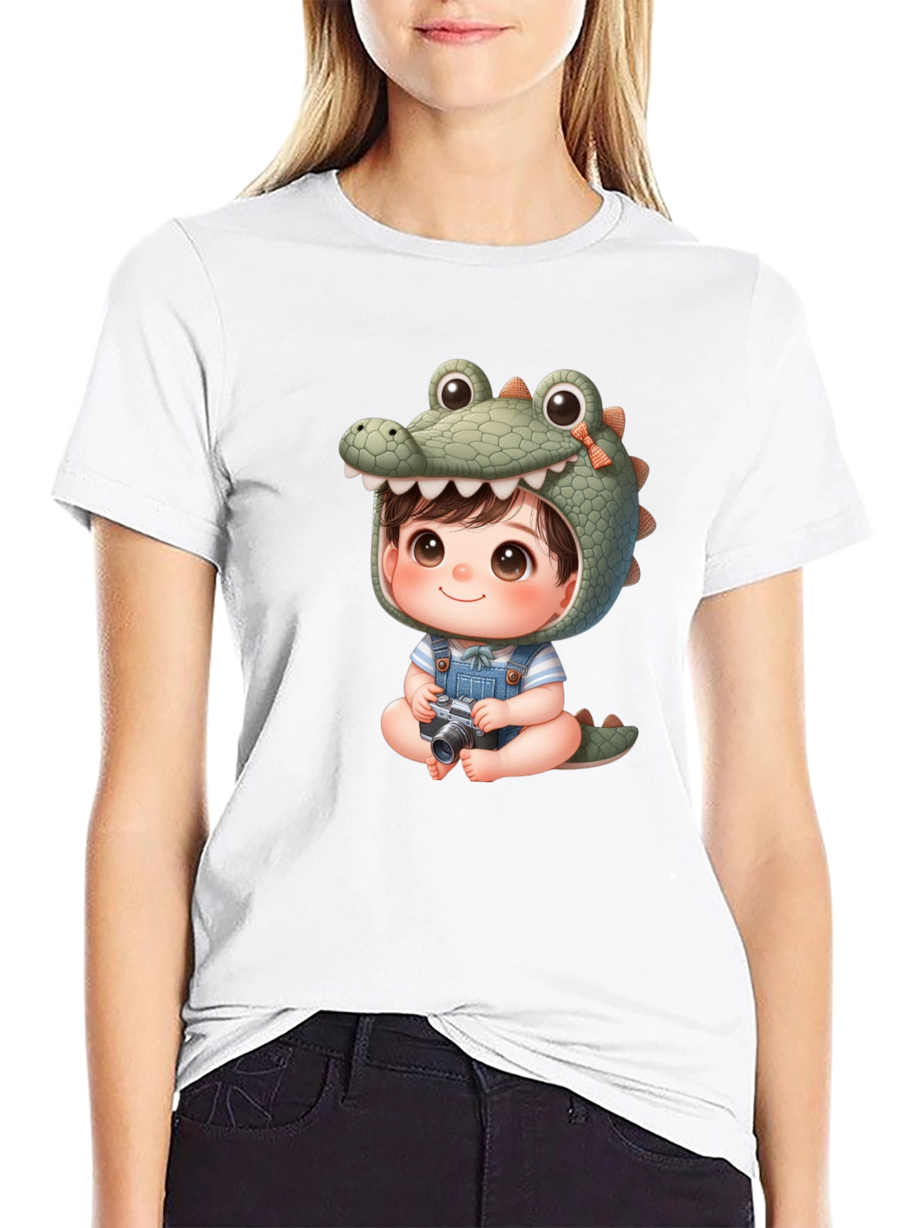 Cute Cartoon Alligator Baby Tee