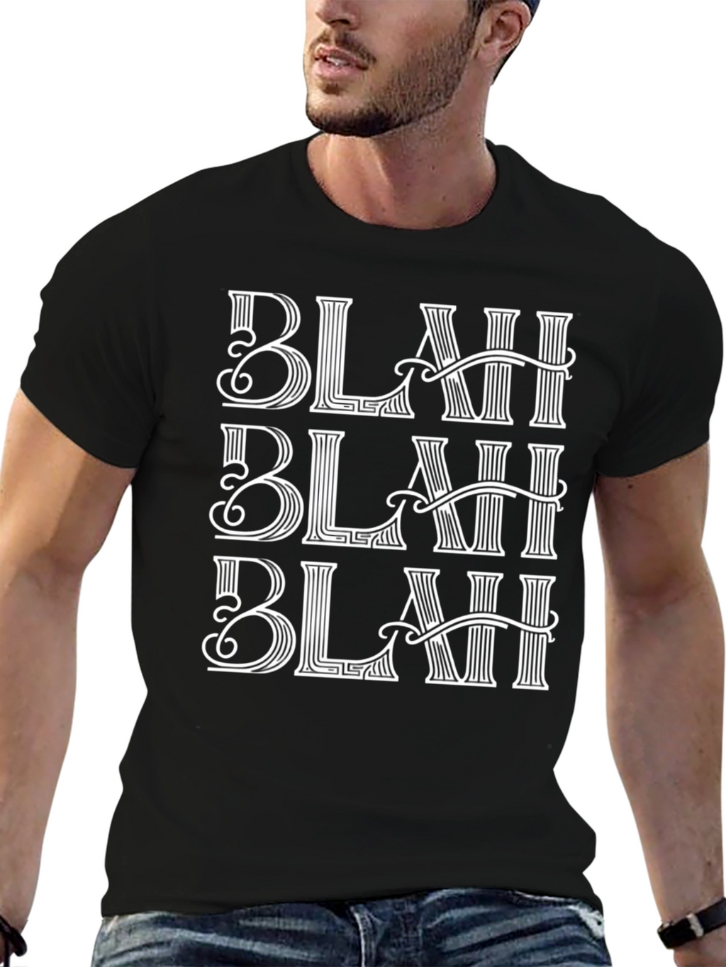Blah Blah Blah Graphic Tee - Mens Crew Neck