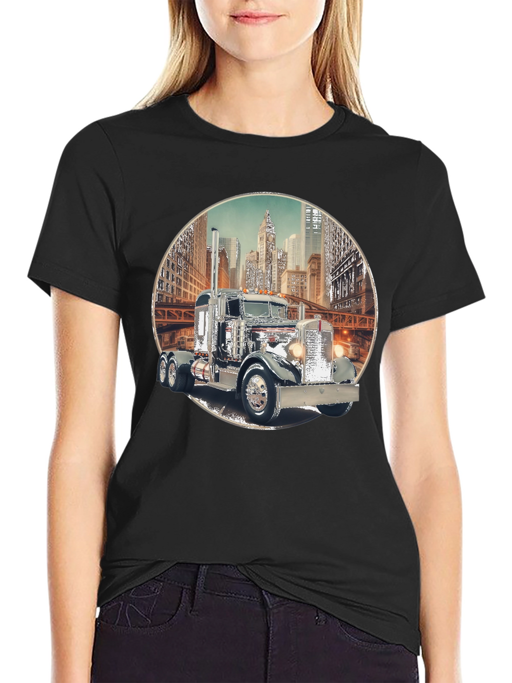 Classic Truck Cityscape Graphic Tee